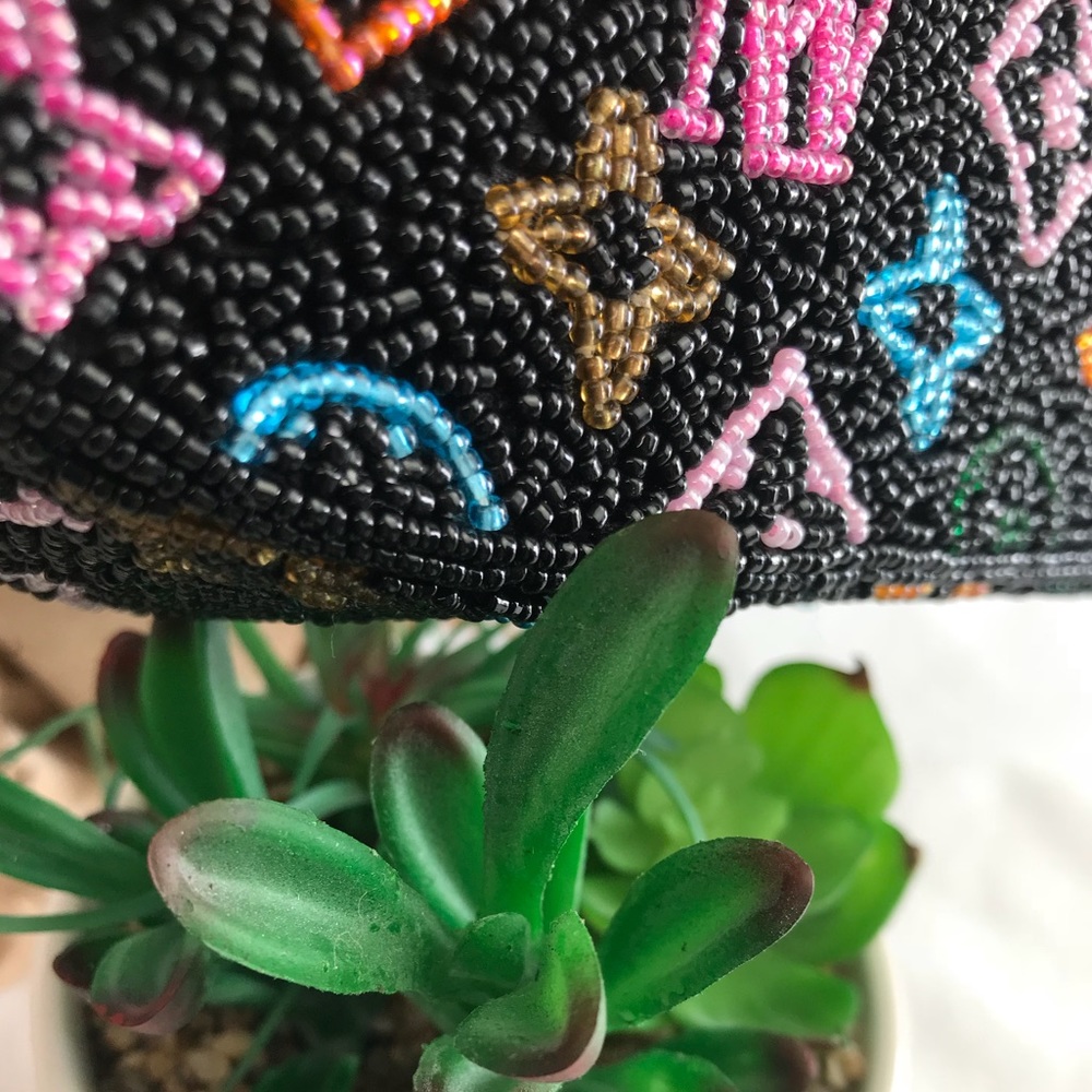 Sold Hand Beaded Black Multi Color Shoulder Bag - Picture 5 of 8